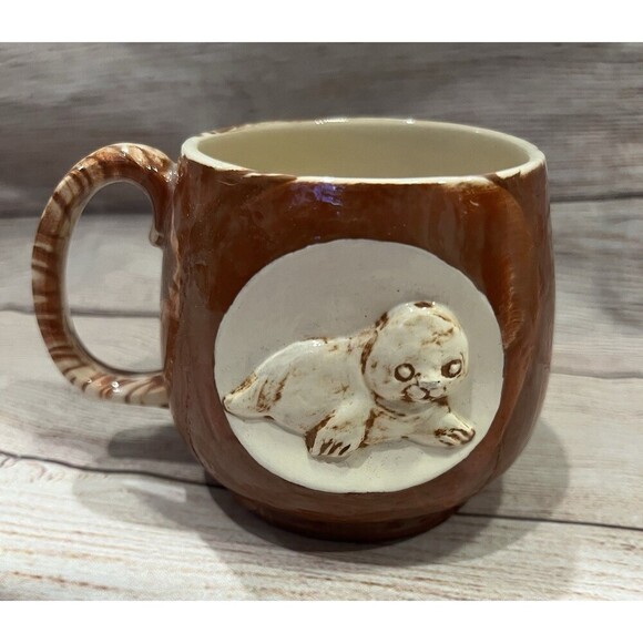 Kim’s Creations Other - Kim’s creations pottery Red Mug With Baby Seal seal From Alaska